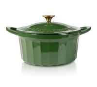 Römertopf Casserole en fonte avec couvercle 24 cm - Revêtement émaillé - Tous feux dont induction - Passe au four 250 °C - Sans PFAS - Vert