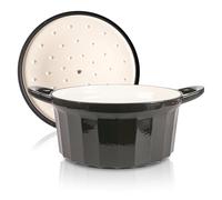 Römertopf Casserole en fonte avec couvercle 28 cm - Revêtement émaillé - Tous feux dont induction - Passe au four à 250 °C - Sans PFAS - Anthracite