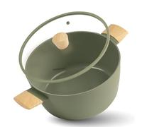 Römertopf Faitout en céramique 26 cm sans PFAS, 6,1 L, couvercle en verre, induction et tous feux, vert