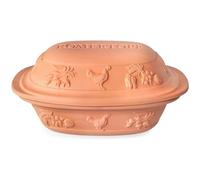 Römertopf Rustico Cocotte en terre cuite naturelle 5 L pour 6 personnes, cuisson à l'étouffée saine, plat à rôtir, terracotta