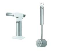 RÖSLE Chalumeau de cuisine,acier inoxydable 18/10, 16,5 cm+RÖSLE Marteau à Viande-Maillet Professionnel pour Attendrir la Viande+RÖSLE Roulette à pizza, couteau à pizza de qualité supérieure