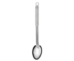 RÖSLE Cuillère Droite Siliconée, Cuillère à Sauce Haut de Gamme avec Bord en Silicone et Manche Rond, Acier Inoxydable 18/10, Passe au Lave-Vaisselle