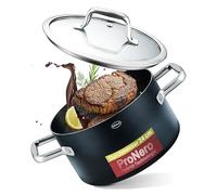 RÖSLE EBONIC Faitout 24 cm avec couvercle pour induction sans PFAS | Revêtement antiadhésif en céramique ProNero, sans PFAS, passe au four jusqu'à 260 °C, idéal pour les portions familiales et
