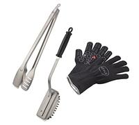 Rösle Ensemble de barbecue 25453 – 3 pièces : gants, pince, brosse SlideX, inox 18/10
