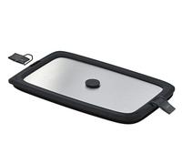 RÖSLE Flexx 2GO Couvercle carré en acier inoxydable avec clips pour boîte à lunch, bord en silicone, aromatique, valve en silicone, argenté/noir, argenté