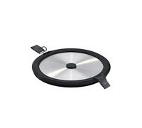 RÖSLE Flexx 2GO Couvercle rond en acier inoxydable avec clips pour boîte à lunch, bord en silicone, aromatique, valve en silicone, argenté/noir 0,8 l