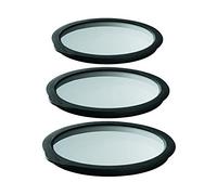 RÖSLE Lot de 3 couvercles fraîcheur en verre (diamètre 16/20/24 cm) | Couvercle en verre avec bord en silicone pour fermer les bols et casseroles, passe au lave-vaisselle, noir/transparent