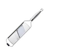 RÖSLE Mandoline - Ustensile de Cuisine en Inox 18/10-3 Plaques, Pied en Silicone Antidérapant et Capot de Protection - Pour Légumes ou Fruits - 43,5 cm