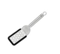 RÖSLE Palette-sandwich coudée perforée en silicone, perforée et siliconée, spatule en acier inoxydable avec manche rond et œillet de suspension, bord siliconé, acier inoxydable 18/10, 26 cm