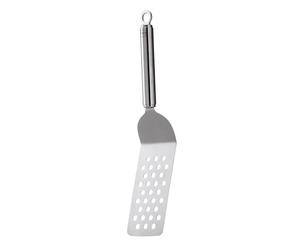 RÖSLE Palette-sandwich coudée perforée, spatule en acier inoxydable avec manche rond et œillet de suspension, acier inoxydable 18/10, 32 cm