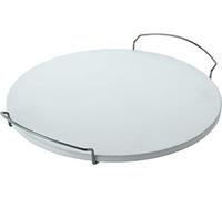 RÖSLE Pierre à pizza ronde, de haute qualité en cordiérite pour la préparation de pizzas, tartes flambées, pain etc. sur le gril ou dans le four, poignées en acier chromé, 41 cm