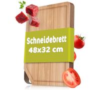 RÖSLE Planche à découper avec poignée en acier inoxydable de qualité supérieure - Pour la cuisine - Utilisation universelle - En bois d'orme - En acier inoxydable 18/10 - 48 x 32 cm 15033