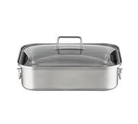RÖSLE Plat à Rôtir Rectangulaire EXPERTISO - Sauteuse Inox 18/10 avec Couvercle en Verre - Convient pour l'Induction, Passe au Four et au Lave-Vaisselle, 38 x 28 cm