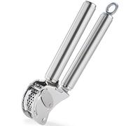RÖSLE Presse-ail avec Racloir - Presse de Qualité Professionnelle pour Gingembre et Ail, avec Tamis Dépliable - Acier Inoxydable 18/10 - Passe au Lave-Vaisselle, Argenté