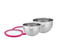 RÖSLE Set de 2 saladiers et couvercle (Ø 20 et 24 cm), Pink Charity Edition, saladiers en acier inoxydable pour la préparation et la conservation des aliments, lavables au lave-vaisselle
