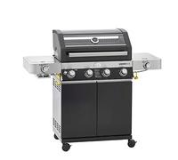 RÖSLE VIDERO G4-S Gril à Gaz, Station Barbecue, Noir, 30 mbar, Gril avec 4 Brûleurs en Acier Inoxydable, Prime Zone et Brûleur Latéral, Tablettes Latérales Rabattables, Vario+