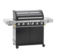 RÖSLE VIDERO G6-S Gril à Gaz, Station Barbecue, Noir, 30 mbar, Gril avec 6 Brûleurs en Acier Inoxydable, Prime Zone et Brûleur Latéral, Tablettes Latérales Rabattables, VARIO+