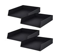 Rössler Papier 1335452700-4 - S.O.H.O Corbeille de classement pour DIN A4, Noir, 4 pièces, casiers de classement empilables, Corbeille à courrier 26 x 6 x 32 cm