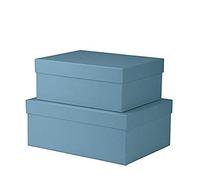 Rössler - S.O.H.O. Boxline, lot de 2 boîtes rectangulaires, denim | Boîtes rectangulaires avec couvercle en carton pour cadeaux, rangement et souvenirs