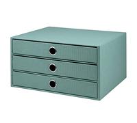 Rössler SOHO Boîte de rangement à 3 tiroirs, en papier, format A4, organisateur de bureau, tiroirs, accessoires de bureau et fournitures de bureau, 34 x 25 x 19 cm, 1 pièce, couleur : vert, opale