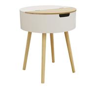 Table Basse Ronde Blanche avec Coffre - ROFIA -