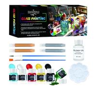 ROFPM Peinture sur verre pour peinture sur verre, kit de peinture pour vitrail, kit de peinture pour vitrail, kit de peinture pour vitrail pour adultes, peinture pour cristal, fenêtre et vin, couleurs