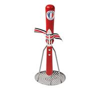Roger Orfevre Presse-purée et éplucheur en acier inoxydable, 100% fabriqué en France, manche en bois (rouge)