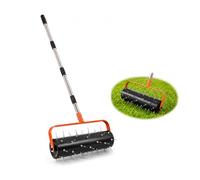ROGONPDK Aérateur de pelouse avec manche réglable | Scarificateur manuel avec 42 pointes en fer, poignée réglable en 4 parties, pour jardins, cours, petites pelouses, etc