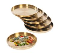 ROGONPDK Lot de 6 plateaux de service ronds en acier inoxydable doré de | Plateau rond en acier inoxydable 31 cm pour coiffeuses, cuisines, bureaux, tables basses, etc