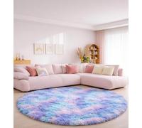 ROHATIM Tapis rond pour salon grande taille salon moderne chambre à coucher bleu violet Ø 120 cm rond