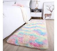 ROHATIM Tapis Salon Shaggy Descente de lit Chambre Grande Taille Tapis Moelleux Carpette pour Chambre Tapis Décoratif de Style Moderne pour Salon Chambre Canapé Natte(Arc-en-Ciel,80 x 150 cm)