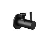 ROHCGHC Robinet d'arrêt coudé, Robinet d'angle Noir Mat, raccords d'arrivée d'eau et Robinet d'arrêt Rond, Accessoires de Salle Bain Cuisine (Noir 1 pièce)(Black 1 Piece)