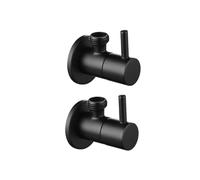 ROHCGHC Robinet d'arrêt coudé, Robinet d'angle Noir Mat, raccords d'arrivée d'eau et Robinet d'arrêt Rond, Accessoires de Salle Bain Cuisine (Noir 1 pièce)(Black 2 Pieces)