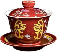 ROHCGHC tasse à thé, Bols, service à thé Kung Fu, bol couvert, tasse, soupière en céramique chinoise, traditionnel multicolore, couleur unie, portable, voyage, beau(5)
