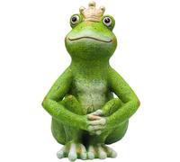 Roi grenouille décorative XXL - Grande grenouille - Décoration de jardin - Roi grenouille décorative en céramique - Vert - L x l x H : 22 x 23 x 34 cm.