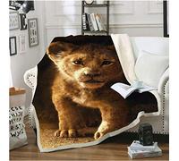 Roi Lion 3D Imprimé Sherpa Couverture Canapé Couette Couverture Voyage Literie Velours en Peluche Jeter Couverture Couvre-Lit 150 * 200 Cm