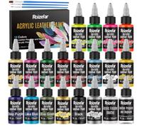 Roizefar Peinture Acrylique pour Cuir - Kit Ultime Tout-en-Un 20 x 30ml Avec Dégraissant et Vernis Protecteur - 18 Couleurs Teinture Cuir Souple et Imperméable pour Chaussures, Sac, Sneakers, Canapés