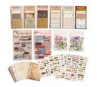Rokahebi 699PCS Set Vintage Fournitures de Scrapbooking et journaling | Papier déco vintage, stickers de fleurs, matériel DIY, accessoires journal, création de collages, set papier créatif