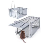 Rokvex 2x Piège à Rats pour Loir et Souris Cage Nasse a Rat Trap | 27cm Exterieur Cage Attrape Rat Intérieur Professionnel Réutilisable en Métal Efficace Argent
