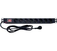 ROLINE 19071619 - Bloc multiprise 19", 8 prises, noir, 2 m