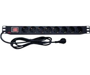 ROLINE 19071619 - Bloc multiprise 19", 8 prises, noir, 2 m