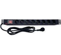 ROLINE Bâti de prises 48,30cm (19") 8x avec interrupteur éclairé 1.8m noir - bâti de prises - 1,8 m - module rack (19.07.1619)