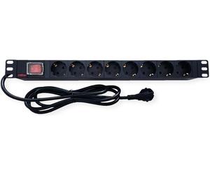 ROLINE Bâti de prises 48,30cm (19") 8x avec interrupteur éclairé 1.8m noir - bâti de prises - 1,8 m - module rack (19.07.1619)
