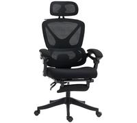 Roline Chaise de Bureau Ergonomique Inclinable Maille Noir Repose-Pied