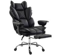Roline Fauteuil de Direction Inclinable Chaise de Bureau 180 kg Simili Cuir Noir avec Repose-pieds