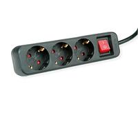 ROLINE Multiprise 3X avec Interrupteur, Noir, 3 m
