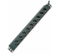 ROLINE - Multiprise (rack - montable) - 250 V - 3600 Watt - Prises de sortie : 9 - 1U - 48.3 cm (19") - 2 m - noir (19.07.1621)