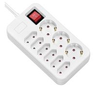 ROLINE Prise Multiple 9X avec Interrupteur 3 m de câble - 3X Contact de Protection + 6X Prises Euro, 230V / 10A, emplacements tournés à 45°, sécurité Enfant, Interrupteur éclairé, multiprise Blanche