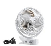Roline Ventilateur à Pince Rechargeable USB Silencieux Blanc