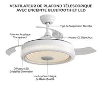 ROLINE Ventilateur de plafond 42 pouces avec lumière LED 32W RGB, moteur DC silencieux, 3 pales ABS, télécommande
